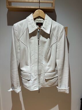 Danier White Leather Zip-Front Women's Jacket